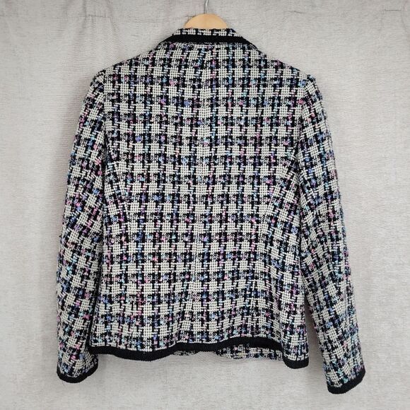 Giancarlo Ferrari Women's Tweed Blazer - Black White Pastel Pink Purple Blue - Picture 9 of 12